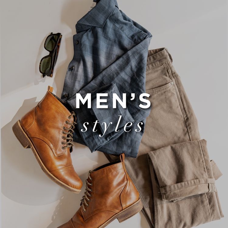 An image of a flat lay of denim and boots